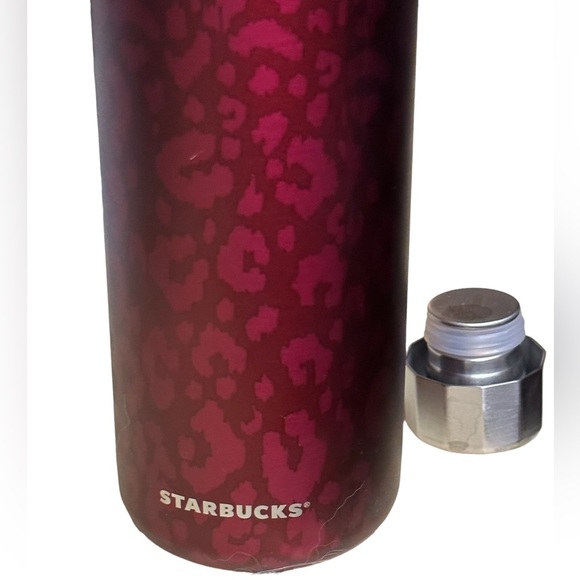 Starbucks Leopard print maroon stainless steel water bottle 20oz - Picture 2 of 3